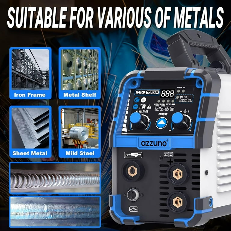 AZZUNO 135A MIG Welder 110V Flux MIG/Lift TIG/Stick 3 in1 IGBT