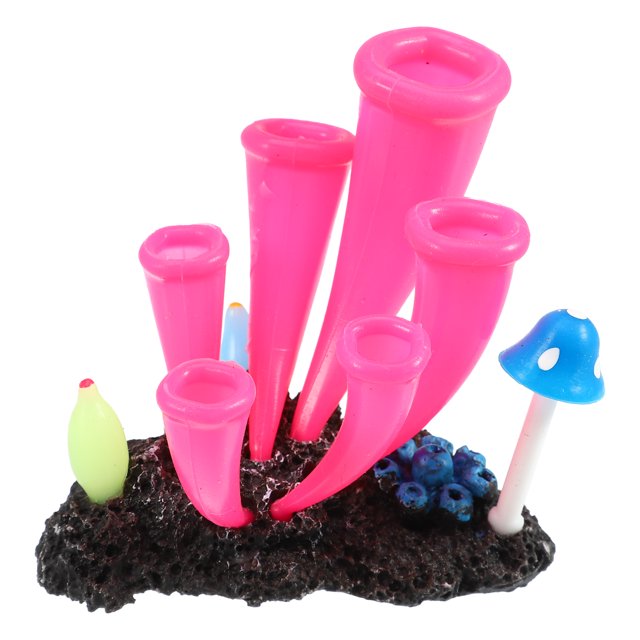 Acuario simulación Coral Unique Bargains silicona Fluorescente color rosa tamaño 8,6x8,2cm