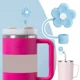 thumbnail image 2 of Funda de pajita para taza Stanley, bonita funda de pajita compatible con vasos de 30 y 40 oz con asa, funda de pajita de silicona con forma de flor de 10 mm/0,4 pulgadas, 2 of 6