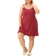 thumbnail image 2 of Agnes Orinda Women's Plus Pajamas Adjustable Strap Polka Dots Ruffle Hem Nightgown, 2 of 5