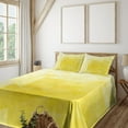 thumbnail image 2 of Ambesonne Yellow Fitted & Top Sheet Set with Shams, Retro Triangles Mosaic, Yellow, 2 of 5