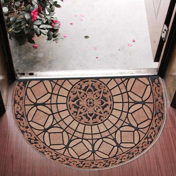 Half Round Entrance Door Mat,NonSlip Door Mat HandStenciled Entrance