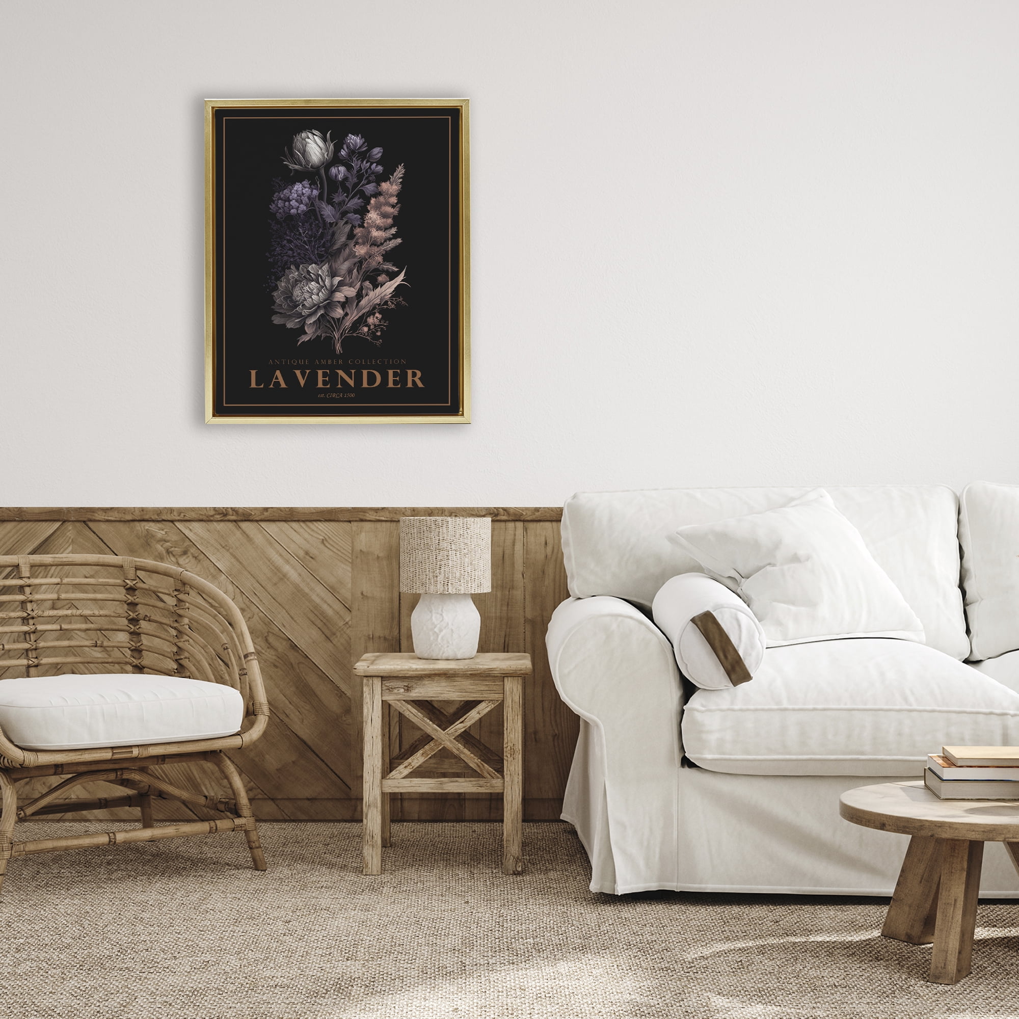 Stupell Industries Antique Lavender Bushel Gold Framed Floater Canvas Wall Art, design by Christopher Giampietro