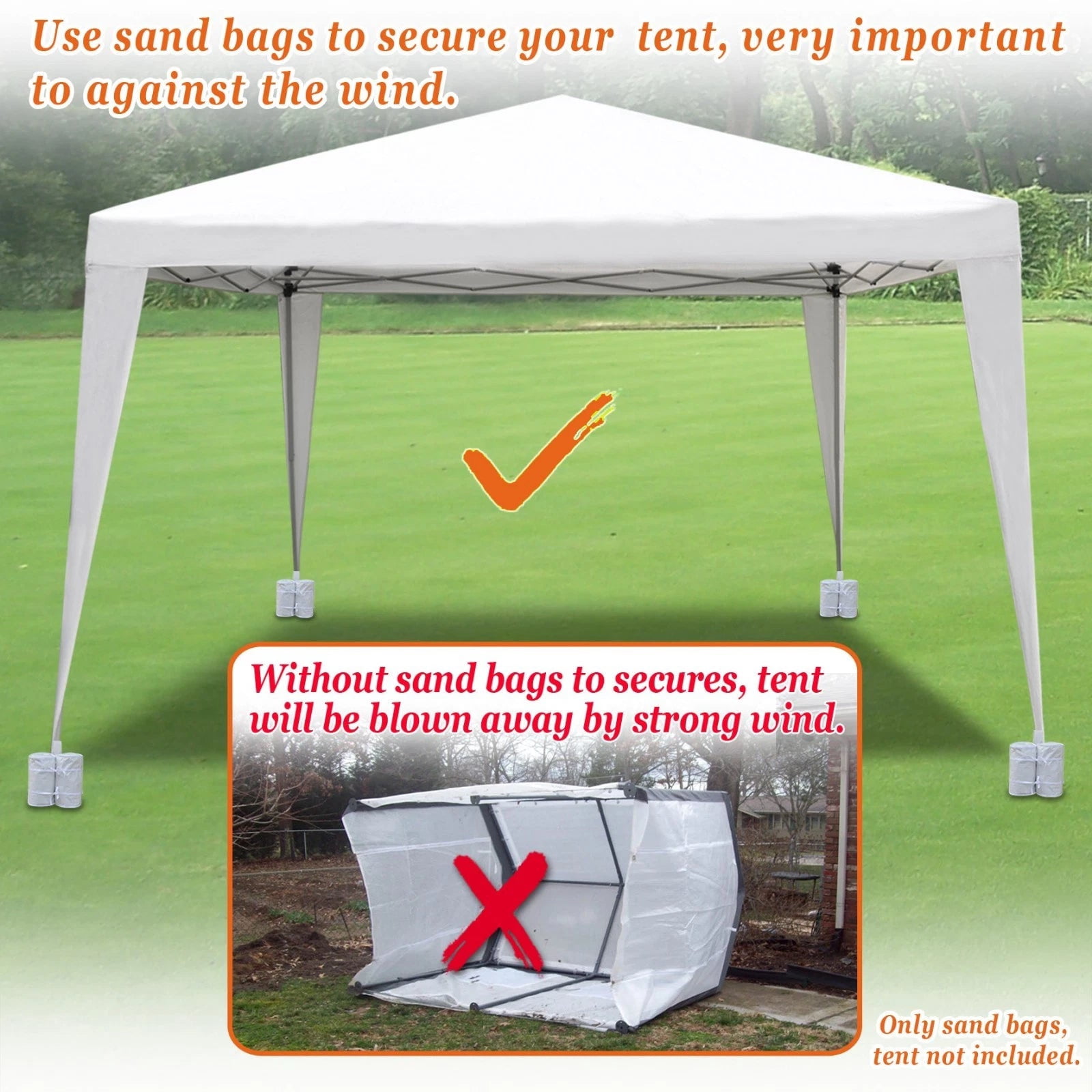 SOLAXO Sand Bags Weights Sandbags for Canopy Tent, Leg Weight Bags for Pop up Canopy Tent, White, 4 Pack