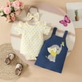 thumbnail image 3 of WOYY Newborn Girls Outfits Cute Ruffle Short Sleeve Romper Denim Jumper Dress Headband Set, Sizes 6-9M, 3 of 4