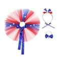 thumbnail image 2 of opvise 1 Set Pet Patriotic Costume Soft Comfortable Eye-catching Independence Day Mesh Tutu Skirt Hat Collar Set Festival Supply A, 2 of 7