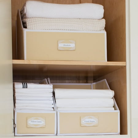 G.U.S. Ivory Linen Closet Storage: Organize Bins For Sheets, Blankets, Towels, Wash Cloths, Sweaters And Other Closet Storage. 100%-Cotton - (Best Way To Store Sheets And Blankets)