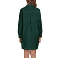thumbnail image 3 of FIOPHY Women's Button Down Shirt Dress with Pockets Oversize Collared Long Sleeve High Low Tunic Dresses Blouse, Deep Green，M, 3 of 5