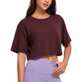thumbnail image 1 of Remera CRZ YOGA de Algodón Pima Crop Suelta Manga Corta Rojo Oscuro Talle L, 1 of 6