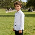 thumbnail image 4 of Hiijoy Boys Solid Long Sleeve Shirt Casual Classic Button Down Shirt Top, Sizes 18-24M, 4 of 6