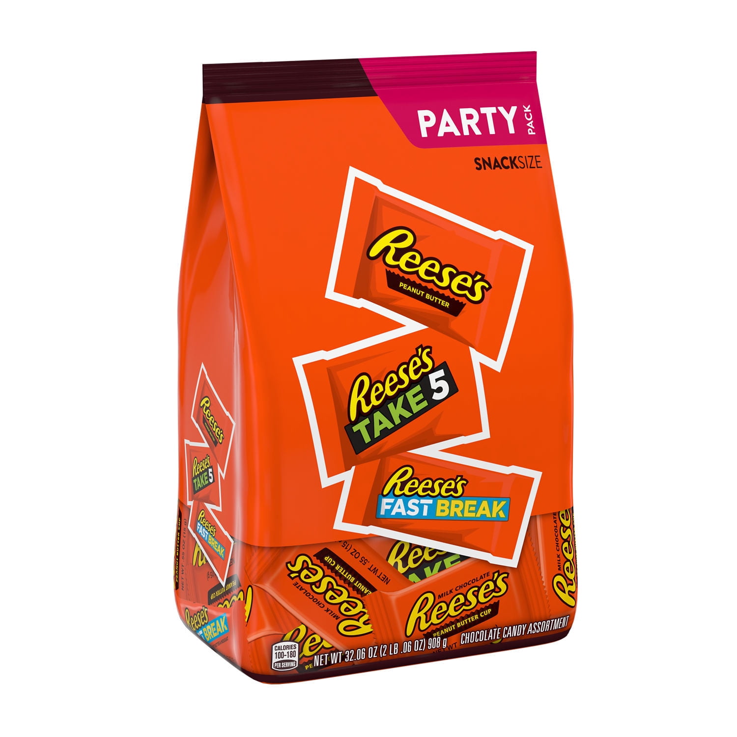 REESE'S Chocolate Peanut Butter Assortment Snack Size, Individually Wrapped Candy Bulk Party Pack, 32.06 oz