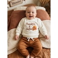 thumbnail image 5 of BemeyourBBs Toddler Baby Boys Thanksgiving Outfit Newborn Baby Boy Fall Winter Clothes Infant Long Sleeve Letter Turkey Embroidery Sweatshirt Tops and Drawstring Jogger Pants Set, 5 of 9
