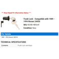 thumbnail image 2 of Trunk Lock - Compatible with 1989 - 1994 Nissan 240SX 1990 1991 1992 1993, 2 of 2