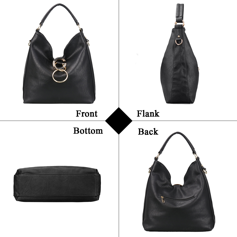 Vintage Hobo Bag Retro Large Capacity Women's Fashion Handbag Shoulder Bag & Tote Purse Black