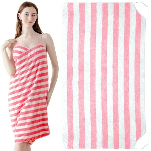 Juuar Wearable Bath Towel Super Absorbent Towel Wrap with Straps, Breathable Soft Towel Robe for Women after Shower, L