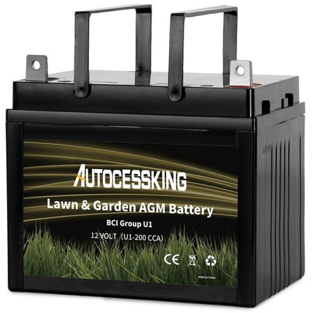 Autocessking Lawnmower AGM Battery Group U1 12V 200CCA 24AH Garden Mower Rechargeable SLA Starting Battery for Riding Tractor John Deere Toro