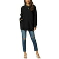 thumbnail image 2 of INSPIRE CHIC Women's Round Neck Pullover Long Sleeve Casual Sweater with Pockets XL Black, 2 of 7