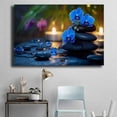 thumbnail image 4 of Mudket Blue Orchid with Zen Stones and Candles Canvas Wall Art, Floral Botanical Wall Decor, Framed Ready to Hang Artwork for Living Room Bedroom Bathroom Spa - 12"L x 8"W, 4 of 10