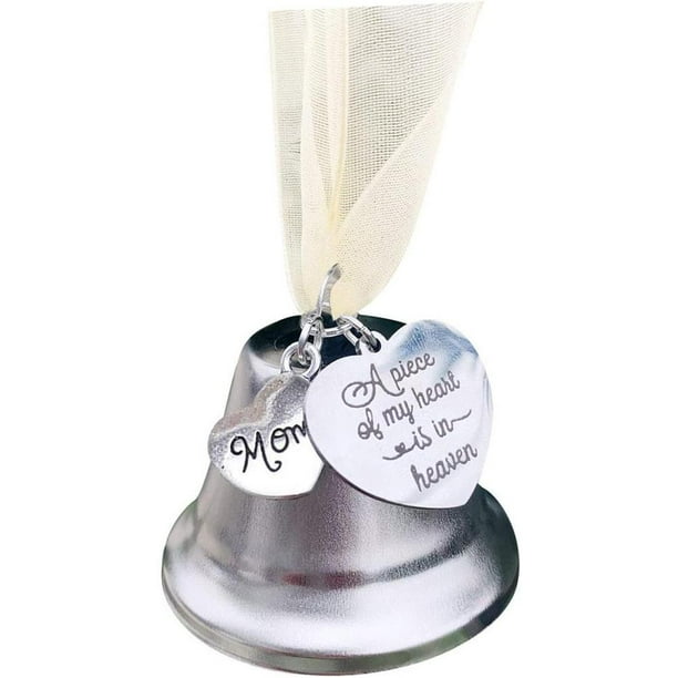 Bewildely Campana colgante conmemorativa de Navidad, enlace de ala de Ángel, campana de plata, una pieza de mi corazón está en el cielo, colgante de Kits de decoración para fiestas No. 4 Bewildely HA045224-04