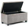 thumbnail image 4 of Dover 36 inch Wide Contemporary Storage Ottoman Bench in Distressed Umber Brown Vegan Leather, 4 of 11