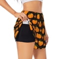 thumbnail image 1 of Balery Orange Pumpkin And Autumn Maple Pantalones cortos deportivos para mujer con forro y dos bolsillos, elásticos, para entrenamiento, gimnasio, yoga-Large, 1 of 7