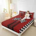 thumbnail image 4 of Feelyou Modern Racing Car Boys Twin Sheet Sets, Buffalo Checkered Flag Twin Fitted Sheet, Extreme Sports Flat Sheet, Breathable Home Decor, 3-Piece, 4 of 7