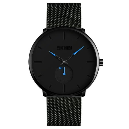 Skmei Mens Minimalist Ultra-Thin Analog Waterproof Dress Stainless Steel Wrist Watch,