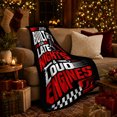 thumbnail image 3 of Built for Late Nights and Loud Engines Quote, Bold Mechanic Graphic Art for Car Fans, Red Piston Motif Cozy Flannel Blanket, Father's Day Gift for Garage and Workshop Home Decor, 3 of 9