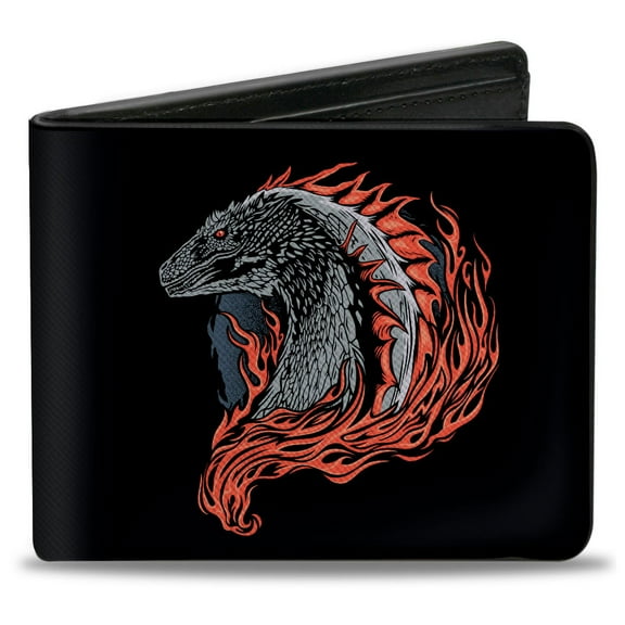 House of the Dragon Wallet, Bifold, House of the Dragon Flames Black Reds Grays, Vegan Leather