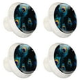 thumbnail image 2 of 4 Pcs Round White Knobs for Kitchen Cabinet Cupboard Dresser Bookcase Peacock Feather Drawer Pulls Handles Home Decor, 2 of 8