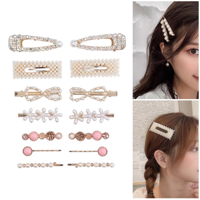 Clip De Perlas De Simulación, Elegante Y Delicado Clip De Pelo De Perlas De Simulación Huecas De 14 Piezas Para El Hogar
