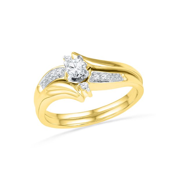 TheJewelryMaster 10kt Yellow Gold Womens Round Diamond Bridal Wedding