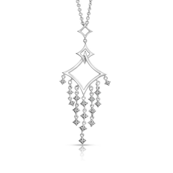 ARAIYA JEWELRY Sterling Silver Diamond Chandelier Dangle Pendant Necklace (1/10 cttw, H-I Color, I1-I2 Clarity), 18"
