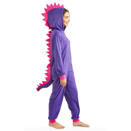 Body Candy Women's Dinosaur Pajama Union Suit Microfleece One Piece Sleepwear With Critter Hood