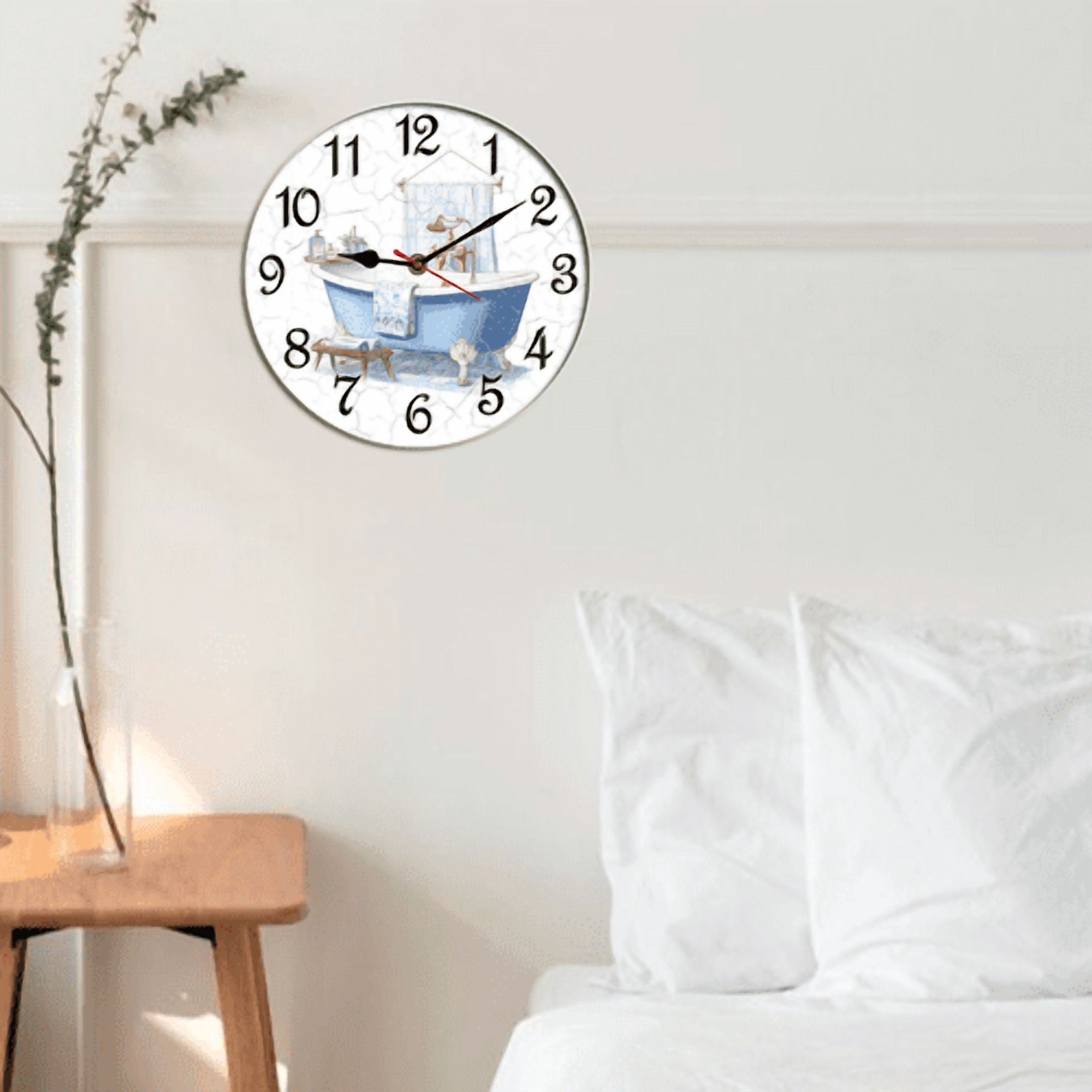 Kurmntregon Bathroom Wall Clock Bathtub Hot Tub Wooden Animal Toilet Clock For Living Room, Battery Operated Easy To Read Bedroom, Bathroom And Kitchen Housewarming Seasonal Round 10"