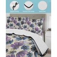 thumbnail image 4 of Purple Floral King Size Down Alternative Comforter, Lightweight Comforter Quilt Bedding Set with Pillow Shams Blue Wildflower Farmhouse Nature Plant All Seasons Bed Comforter Duvet Insert 96"x106", 4 of 7