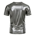 thumbnail image 7 of Plebaso Mens Shiny T Shirts V Neck Short Sleeve Stylish T-Shirts Dance Wear Tee Tops for Nightclub Party, 7 of 7