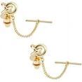 thumbnail image 2 of 2 Pcs Tie Tack Clutch with Chain Brass Mens Tie Tack Clutch Knot Shape Fashion Necktie Tack Pins, 2 of 9
