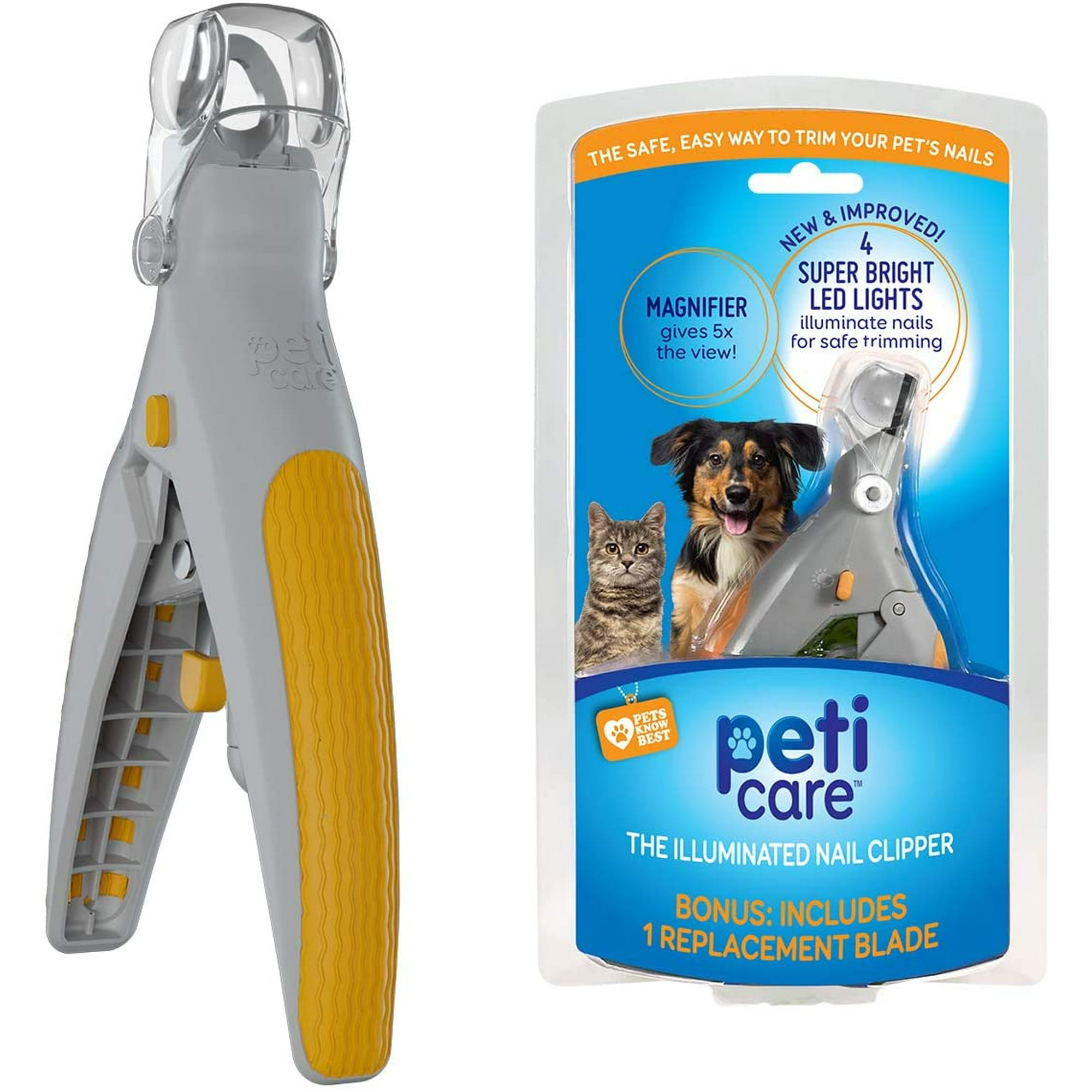 Yundap Peticare Led Light Pet Nail Clipper Great For Trimming Cats Dogs Nails Claws 5x Magnification That Doubles As A Nail Trapper Quick Clip