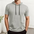 thumbnail image 2 of Big and Tall Shirts for Men Hooded Pocket T Shirt For Outdoor Activities Summer Basketball Training Shirt With Drawstring Design Casual Sportswear Men Tee Tops Pack of Shirts Plain T Bulk Thick 3XL, 2 of 4