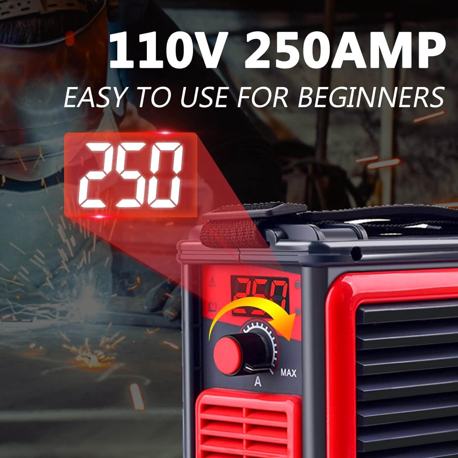 Welding Machine, Upgraded MMA-250A 110V Welder Machine,Portable Stick Welder IGBT Digital Display LCD,Home DIY Arc Welder,Hot Start Arc Force Anti-stick Mini Welder