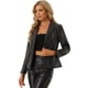 thumbnail image 3 of Chaqueta de piel sintética Allegra K para mujer con solapa con muesca y un solo pecho Negro M, 3 of 6