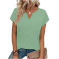 thumbnail image 4 of Womens Summer Tops V Neck Tunic T Shirt Cap Sleeve Business Casual Spring Outfits Loose Beach Vacation Clothes Basic Tees, 4 of 6