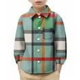 thumbnail image 3 of MKOSPLRT Toddler Baby Boys Girls Plaid Shirts 6M-8Y Long Sleeve Lapel Button Down Shirt Color Block Fall T Shirts Back to School Clothes, 3 of 10