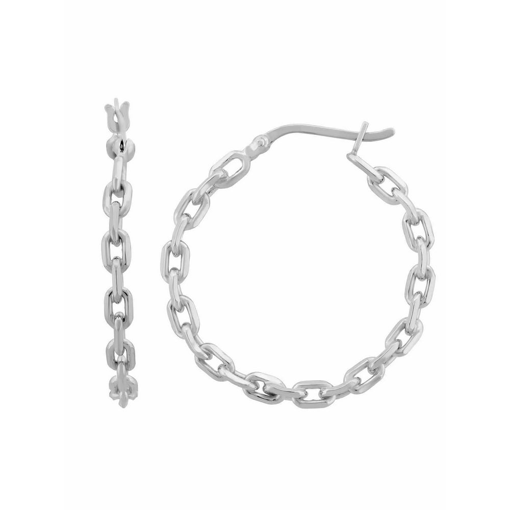 Forever New Sterling Silver Chain Link Hoop Earrings