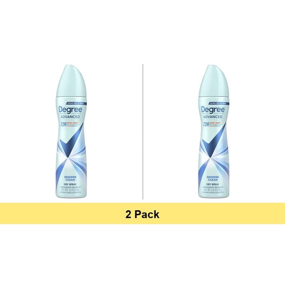 Degree Advanced Long Lasting Antiperspirant Deodorant Dry Spray for Women Shower Clean, 3.8 oz - 2 Pack