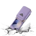 thumbnail image 2 of ChicShell Wallet Case For Samsung Galaxy Z Flip 6, RFID Blocking PU Leather Zipper Handbag Purse Flip Cover, Kickstand Case with Card Slots Holder Wrist Strap Lanyard, Purple, 2 of 10