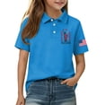 thumbnail image 4 of CCRFTGI 250 Anniversary USA Flag Polo Shirts for Child Girls Boys Size 7 School Uniform America Flag freedom Shirt Golf Lapel Button Collared Polo Quick Dry Summer T-Shirts Blue 11-12 Years, 4 of 7