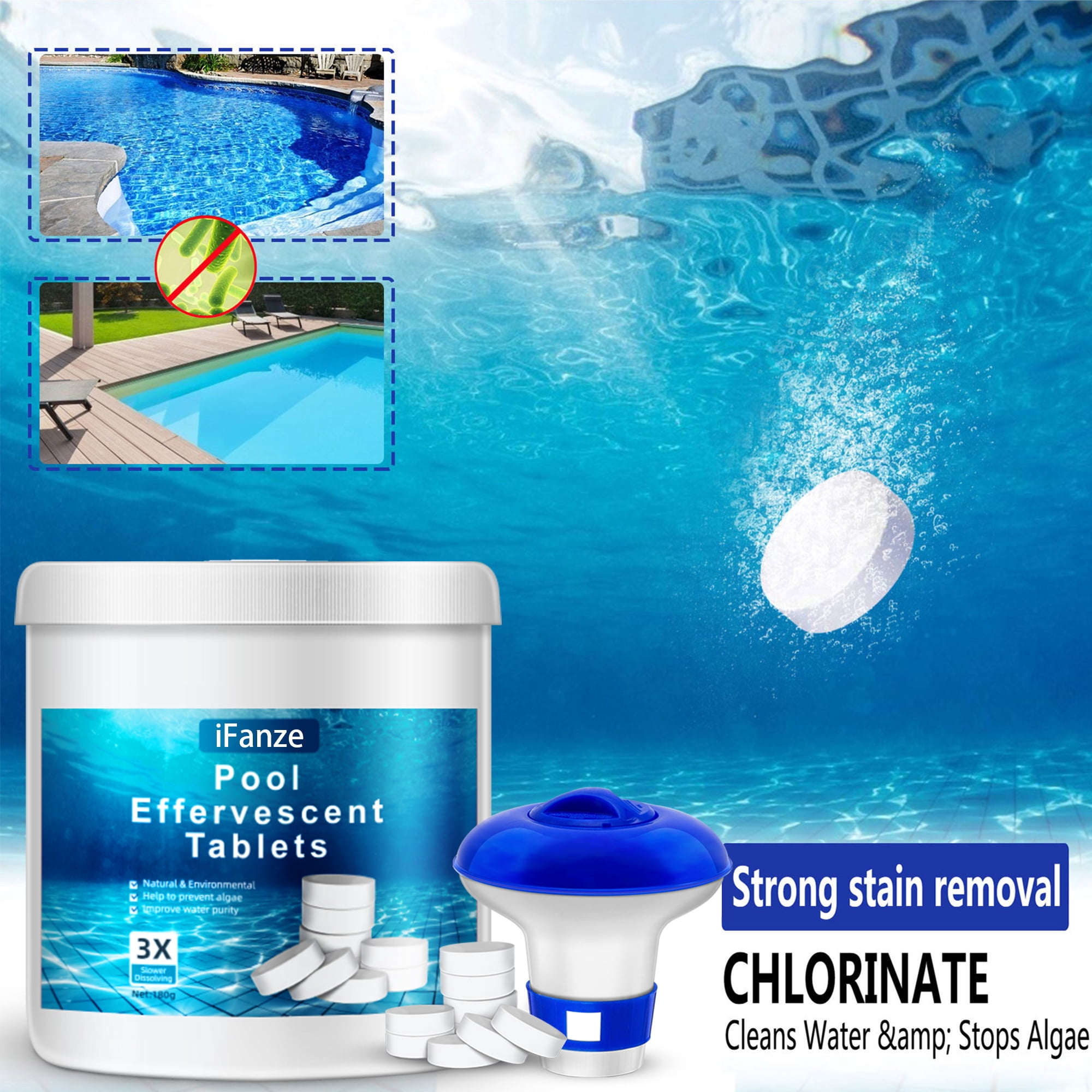 iFanze Chlorine Tablets for Swiming Pool Cleaning 0.5 inch, 180 Pcs