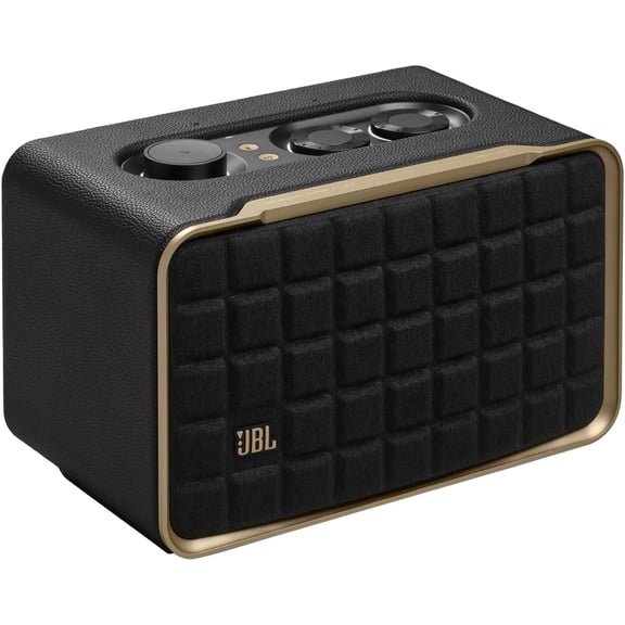 Open Box JBL Authentics 200 - Smart home speaker with Wi-Fi, Bluetooth and Voice Assistants with retro design - Black